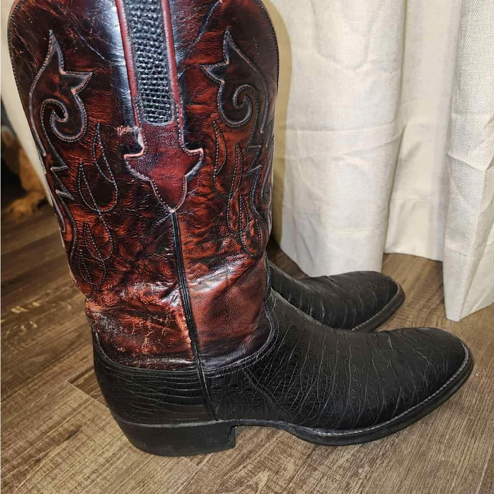 Lucchese Black and Red Western Boots - Picture 5 of 16